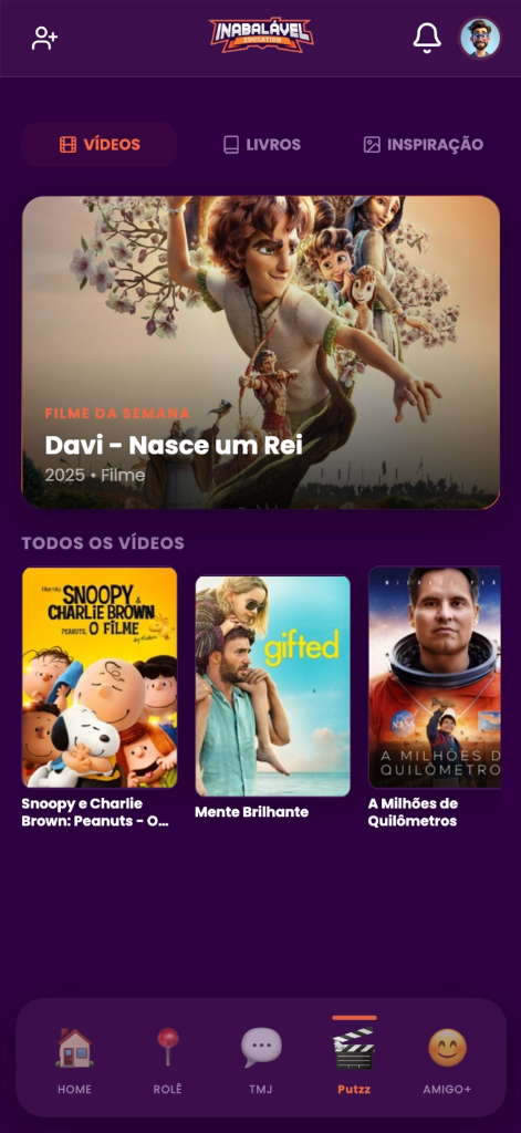 Tela de Vídeos