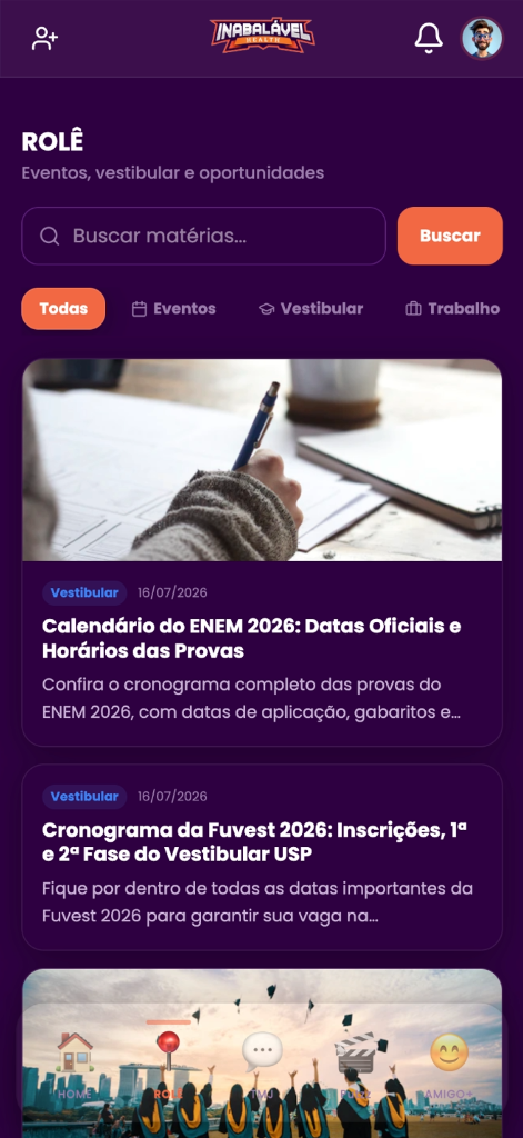 Tela de Rolê